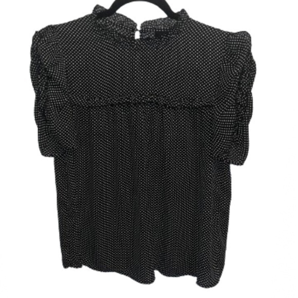 Who What Wear polka dot black and white blouse size M